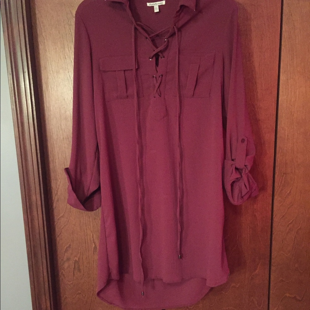 Shirt Dress with Criss cross neckline